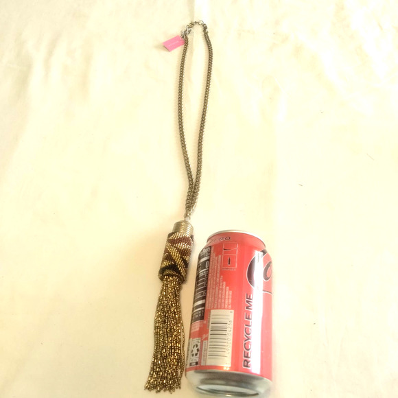 Iris Apfel & Bajalia Gold Brown Rust Metal Beaded Tassel Statement Necklace - Picture 3 of 11